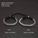 Unique Handmade Jewelry 925 Sterling Silver Snake Bone Bracelet Hand Braided Rope Chain Antient Viking Length Adjustable