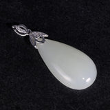 Natural Gemstone Jade Lucky Pendant Real Pure 925 Sterling Silver For Women Antique Retro Women Accessories 107