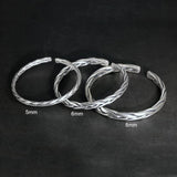 Heavy Solid 999 Pure Silver Twisted Bangles For Men Women Handcrafted Viking Armband Man Cuff Bangles - GQTORCH Jewelry