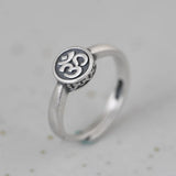 Real 925 Sterling Silver Mantra OM Ring for Men and Women Matte & Polished Opening Type Resizable Buddhism Jewelry