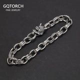 Genuine 925 Sterling Silver Hannya Prajna Bracelet Chain for Men Vine Pattern Engraving Buddhist Jewelry