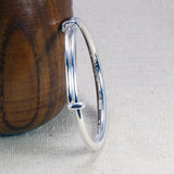 Expandable Bangle Bracelet For Women Real Pure 999 Sterling Silver Mantra Bangles Six Words Engraved Tibetan Buddhism Jewelry - GQTORCH Jewelry