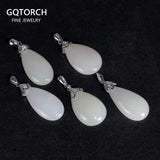 Natural Gemstone Jade Lucky Pendant Real Pure 925 Sterling Silver For Women Antique Retro Women Accessories 107