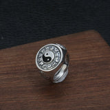 S925 Sterling Silver Yinyang Spinner Rings for Men Thai Silver Ring Bagua Engraved Rotatable Feishui Lucky Jewelry