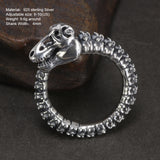 Authentic 925 Sterling Silver Viking Ring Dragon For Men and Women Opening Adjustable Size 6-10 Retro Punk Style Jewelry