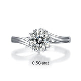 Modern Style 925 Sterling Silver Fashion Jewelry Ring Six Claws Charming Snowflake With Moissanite Stone Engagement Rings Women