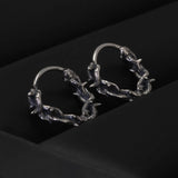 925 Sterling Silver Gothic Thorn Huggie Earrings for Men Women Punk Retro Cool Spiky Hoop Earrings Hip-hop Party Y2K Jewelry
