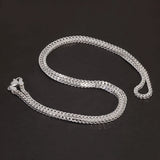 2mm 925 Sterling Silver Franco Chain Necklace & Bracelet with Lobster Clasp Men Boy Women High Polished Punk Rock Party Jewelry