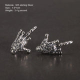 S925 Sterling Silver Middle Finger Skull Hand Stud Earrings for Men and Women Jewelry Gothic Punk Style