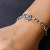 925 Sterling Silver Virgin Mary Link Chain Couple Bracelet Christian Jewelry With Cross Charm