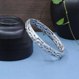 999 Sterling Silver Bracelet for Women Retro Antique Vine Flower Pattern Engraved Ethnic Bangles for Women Thai Silver Jewelry