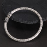 999 Sterling Silver Heart Sutra Men and Women Swastika Retro Buddhist Opening Solid Cuff Bangle