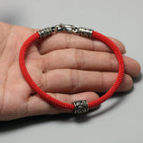 Traditional Chinese Bracelets For Men And Women Vintage Copper Charm Red Rope Blessing Good Luck Braided Knots Mantra Strings