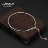 Pure 925 Sterling Silver Men's and Women's Bracelet Snake Bone Chain with Extension 4cm Adjustable Couple Minimalist Jewelry