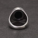 Real 925 Sterling Silver Oval Onyx Stone Signet Ring for Men Adjustable Turkey Wedding Ring Trendy Vintage Jewelry Gift
