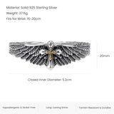 3pcs/set 925 Sterling Silver Feather Angle Wing Bangle Beads Rope Braided Bracelet Vintage Stackable Punk Rock Biker Jewelry
