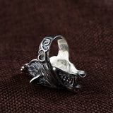 S925 Sterling Silver Vintage Thai Silver Ring for Men Wolf Head Open Exaggerated Punk Rock Style Big Ring Vintage Jewelry