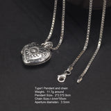 Vintage Thai Silver 925 Sterling Heart Shaped Lockets Pendant Aromatherapy Antique Hollow Flower Natural Stone Fine Jewelry