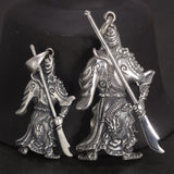 925 Sterling Silver Solid 3D Guan Yu Pendant Antique Retro Type God of Wealth Lucky Evil Religious Pendant Gift Jewelry