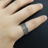 Real 925 Sterling Silver Adjustable US7-10 Ring Men and Women Geometrical Pattern Simple Hollow Design Jewelry