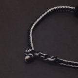 925 Sterling Silver Six Words Charm Handwoven Rope Bracelet for Men Women Braided String Retro Buddhist Talisman Jewelry