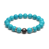 Natural Turquoise Beads Bracelet for Men and Women Lucky Chinese knot Sandalwood Bead 925 Sterling Silver Accessories Jewelry