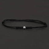 925 Sterling Silver Bead Charm Rope Braided Bracelet Red Black Handmade Adjustable String Wristband Unisex Vintage Lucky Jewelry