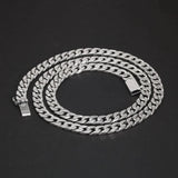 7-12mm Wide 100% 925 Sterling Silver Simple Flat Cuban Chain Bracelet for Men Double Safe Lock Clasp - GQTORCH Jewelry