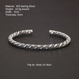 S925 Sterling Silver Multiple Twisting Line Bracelet for Men and Women Retro Bangle Fine Jewelry Party Gift Accessories