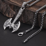 925 Sterling Silver Viking Double Axe Pendant Necklace for Men Norse Celtic Knot Vintage Scandinavian Warrior Jewelry Gift