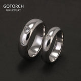 925 Sterling Silver Simple Flat Plain Zircon Wedding Band for Men Women Couple‘s Lovers Engagement Ring Jewelry Clearance Sale