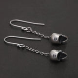 925 Sterling Silver Gothic Skull Dangle Earrings for Men Women Punk Retro Ghost Head Chain Drop Earring Hypoallergenic Jewelry