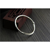 925 Sterling Silver Expandable Bangles For Women With Handmade Hammer Traced Thai Silver Retro Vintage Jewelry - GQTORCH Jewelry