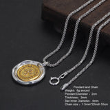 Real Pure 925 Sterling Silver Vajra Pestle Pendant Necklace for Men and Women Round Shape Gold Vermeil Amulet Jewelry