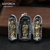 Real Pure 925 Sterling Silver Women and Men Jewelry Floating Lockets Openable Pendants Talisman Amulet Vintage Buddha Pendant