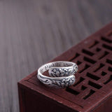Real Pure 999 Sterling Silver Lotus Cuff Bracelet For Women Flower Engraving Buddhist Jewelry - GQTORCH Jewelry