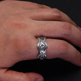 S925 Sterling Silver Retro Star of David Ring Punk Hip Hop Adjustable US 6-11 Hexagram Ring Motorcycle Amulet Jewelry