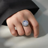 925 Sterling Silver Blue Agate Cameo Cat Ring for Women Round Cute Statement Ring Fashion Delicate Party Jewelry Gift