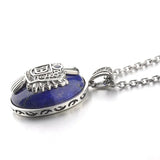 Real 925 Sterling Silver The Vampire Diaries Jewelry Damon Salvatore Stefan Pendant Natural Lapis Stone Custom Letters - GQTORCH Jewelry