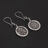 925 Sterling Silver Retro Braided Disc Pendant Earrings for Women Fashion Vintage Drop Dangle Earrings Handmade Jewelry
