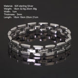 Retro 925 Sterling Silver 10mm Wide Watch Chain Bracelet for Men Punk Hip Hop Boutique Jewelry