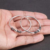 30mm Hoop Earrings for Women 925 Sterling Silver Retro Round Thai Silver Circle Women Jewelry Accessory Punk Brincos Pendientes