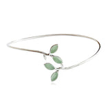 925 Sterling Silver Women Bangle Bracelet New Buds Shoots Design With Opal Cat Eyes Stone Fresh Style for Girls Gift