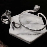 925 Sterling Silver Cobra Snake King Cuff Bangles For Men and Women Exaggerated Cool Punk Jewelry - GQTORCH Jewelry