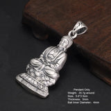 999 Sterling Silver Avalokitesvara Sitting on The Lotus Flower Mirai Buddha Charm Pendant Vintage Guanyin Necklace