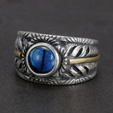 Real 925 Sterling Silver Feather Rings With Evil Eye Charm Mens Rock Ring Drop Shipping Wholesale Vintage Retro Jewelry