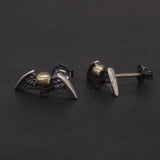 Solid 925 Sterling Silver Skull Angel Wing Stud Earrings for Men Women Punk Retro Street Gothic Ear Studs Creative Jewelry