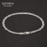 925 Sterling Silver Flat Mariner Chain Bracelet for Men Women 3mm Thin Bracelet Simple Classic Trendy Party Jewelry Gift