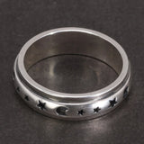 Real 925 Sterling Silver Spinner Band Ring Moon Star Celtic Stress Relieving Anxiety Ring Gifts for Men And Women