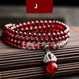 Wine Red Garnet Bracelets For Women Natural Gemstone 925 Sterling Silver Jewelry Fox Gourd Pixiu Snowflake Charm Best Gift Girls